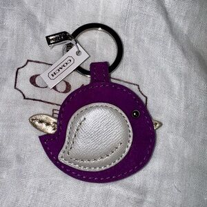 Coach Purple and Silver Bird Keychain